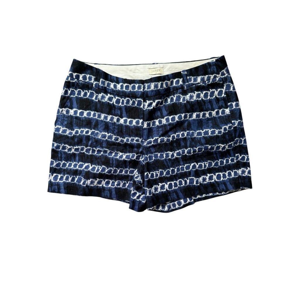 NWT J. Crew Womens Navy Chain Print Flat Front Chino Shorts Size 8